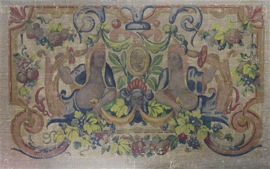 A painted cartoon for a tapestry 83cm wide x 53cm high